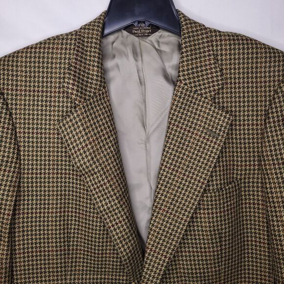 Paul Stuart Blazer Mens 43L Houndstooth Gun Club Wool Mohair - Picture 2 of 11
